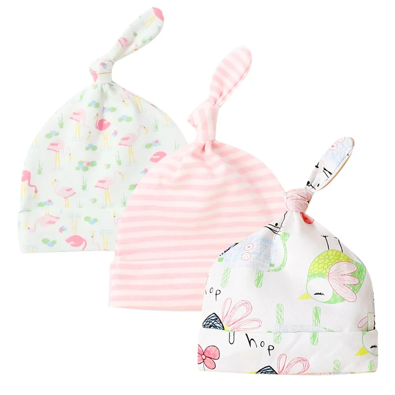 momscare Baby hat 0-6 months ins newborn fetal cap female model baby spring and summer 3 pieces