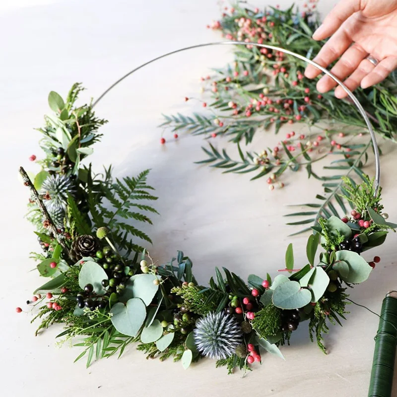

10-40cm Gold Silver Metal Ring Flower Wreath Garland Wedding Bridal Shower Decoration Christmas Party Backdrop Deco Catcher Hoop