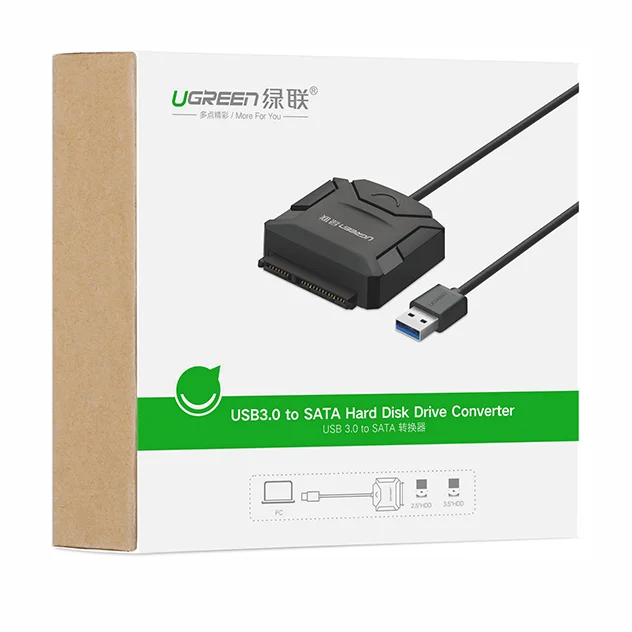 كابل محول UGREEN SATA إلى USB 3.0 لـ 3.5 2.5 بوصة SSD HDD SATA III محول القرص الصلب يدعم UASP