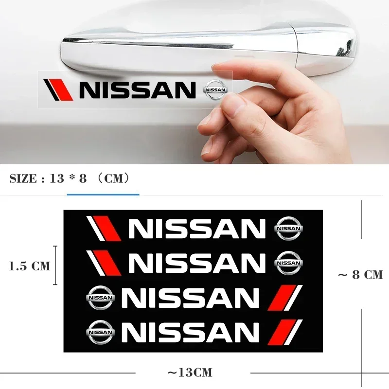 4PCS Car Styling Door Handle Decoration Stickers Decals For Nissan X-trail Qashqai Note Juke Sentra Patrol Almera Navara Leaf