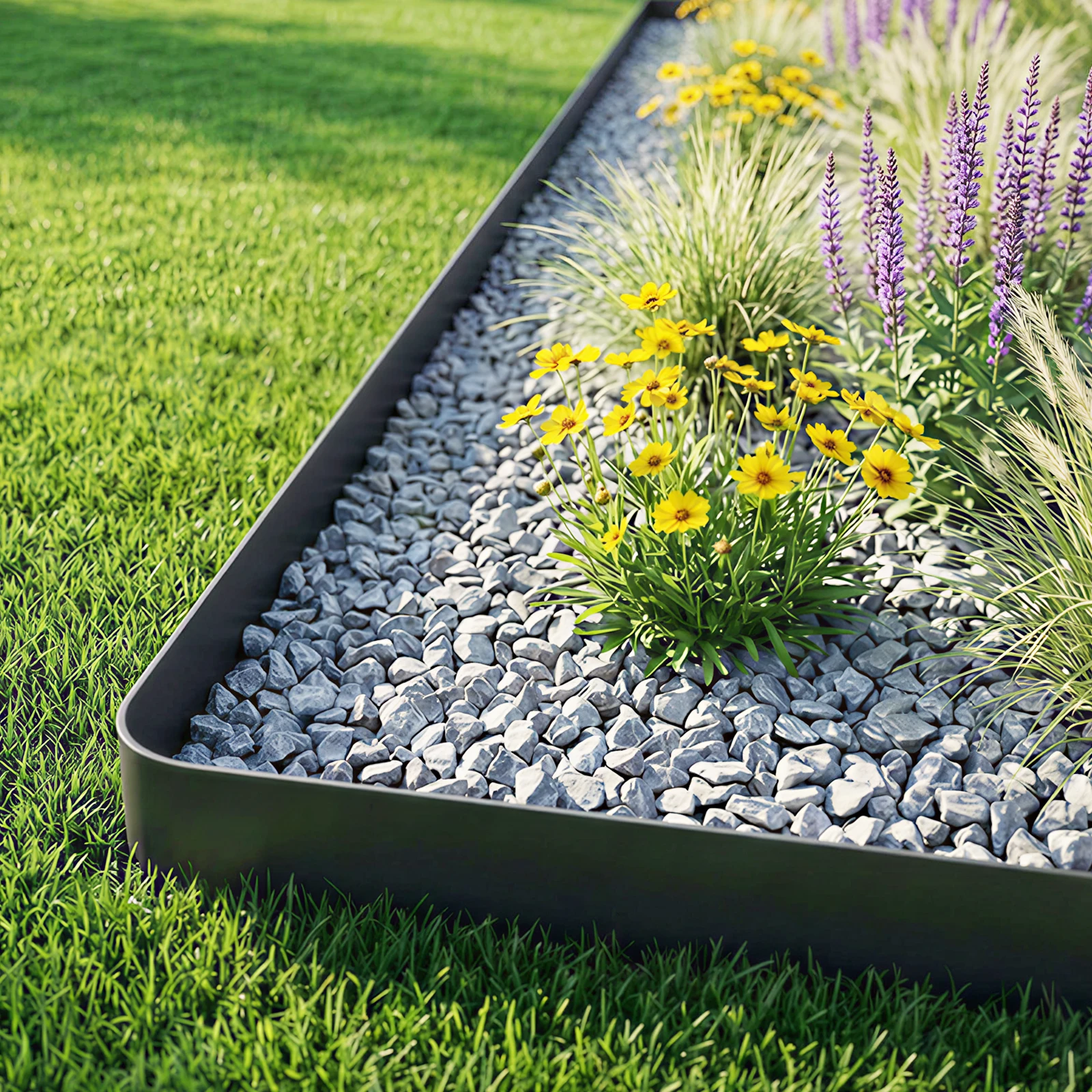 

40FTx1.5In Plastic Landscape Edging Border Kit No Dig Garden Edging Borders 45 Metal Stakes For Flower Beds Lawn Yard Pathway
