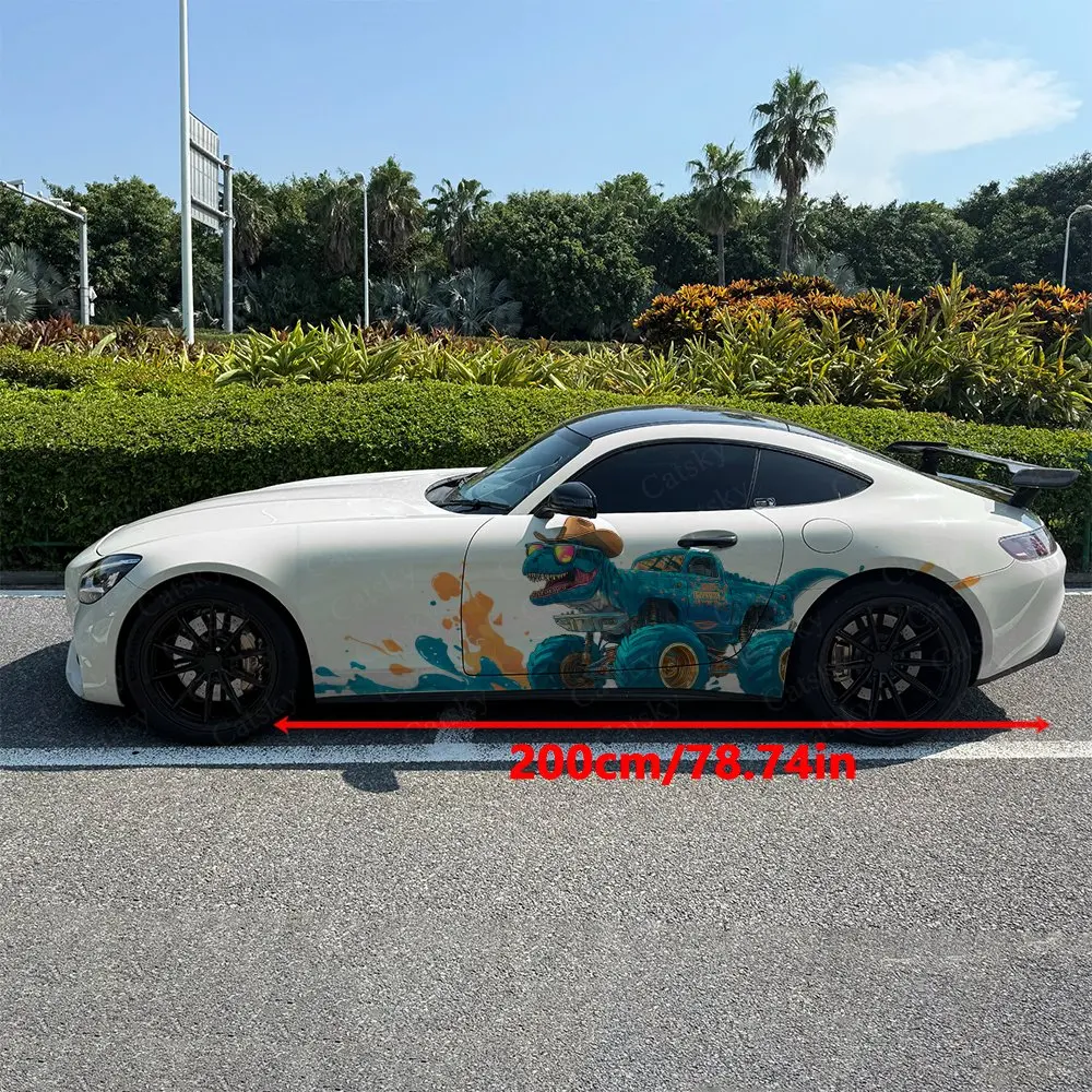 2pcs Wild T-Rex Truck Spirit Realm, Durable, Fade-resistant, Enhance Vehicle Aesthetics With Bold Artistic Design Car Vinyl Wrap