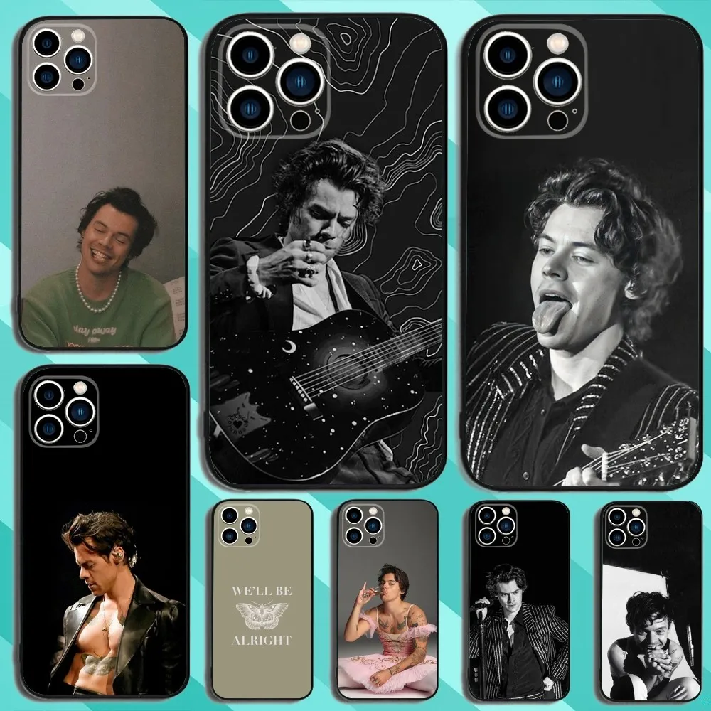 

H-HaRRy S-Styles Phone Case For iPhone 15,14,13,12,11,Plus,Pro Max,XS,X,XR,SE,Mini,8,7 Soft Silicone Black Cover