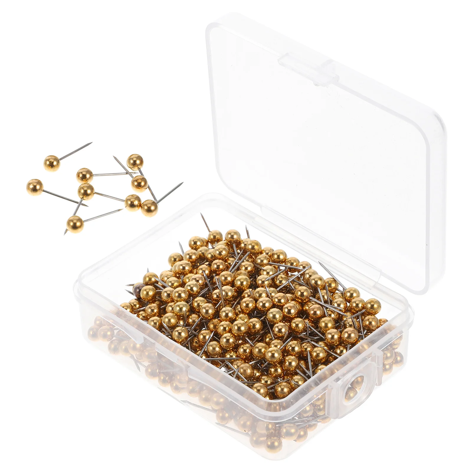 400PCS Round Head Map Flag Push Map Tacks Metal Fixed Plastic Round Ball Needle Cork for School Home Office (Golden)