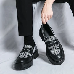 Dress Leather Shoes with Thick Soles Fashion Luxury Men Slip on Mocassin Fashion Casual Shoes Classic Original Handmade Shoes