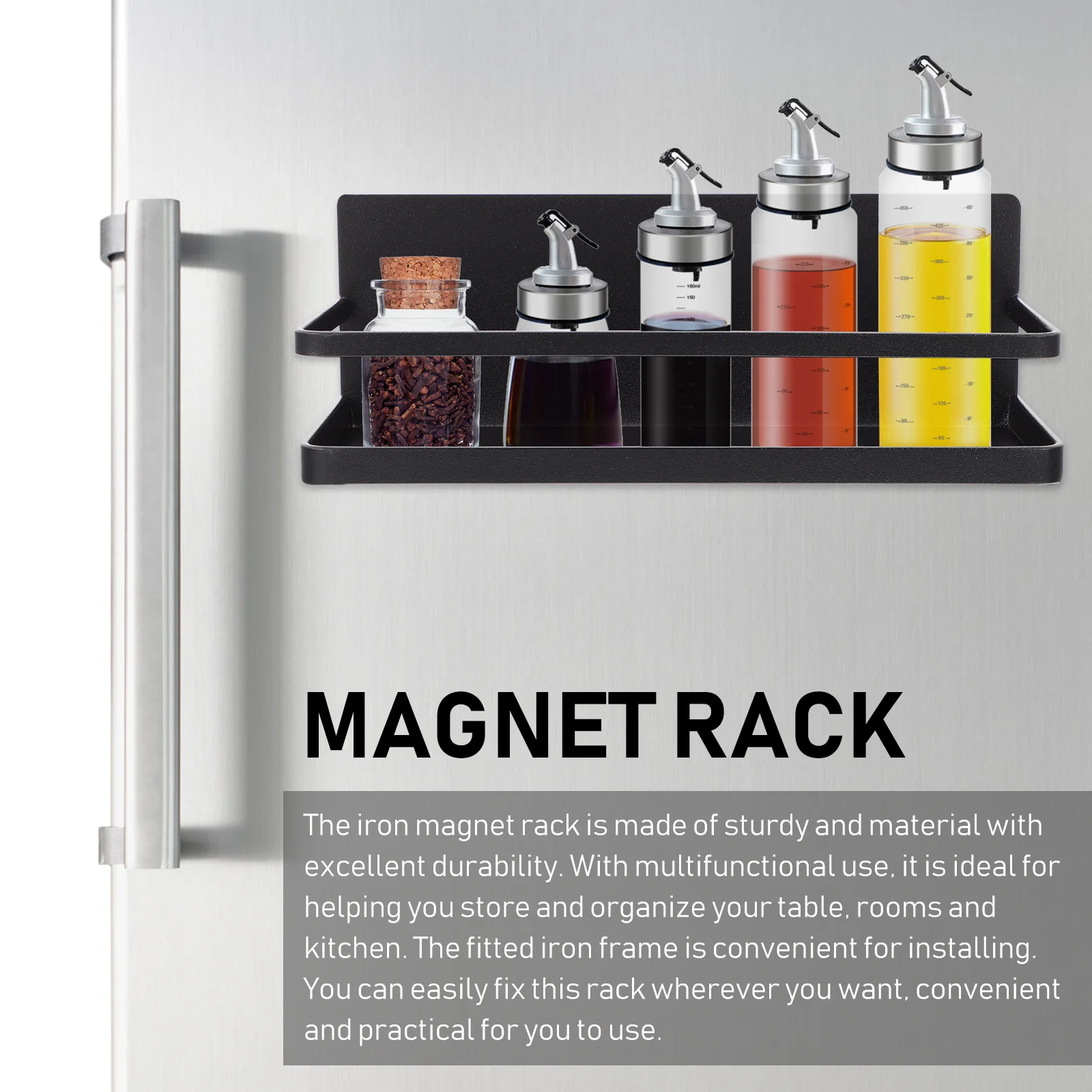 

1Pcs Magnetic Wall Storage Shelf Iron Rack for Kitchen Organizer Cabinet Hanger Heavy Duty Fridge Rack Multifunctional Display