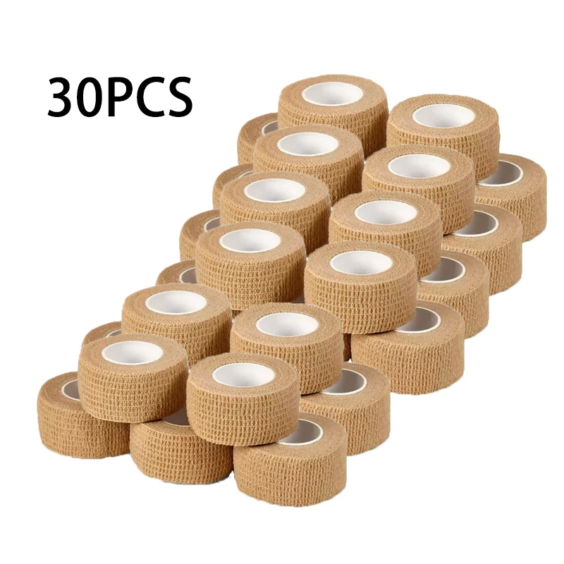 30/50pcs Self Adherent Cohesive Bandage Wrap Stretch Non Woven Self Adhesive Tape - Skin Colour Athletic Elastic Bandage