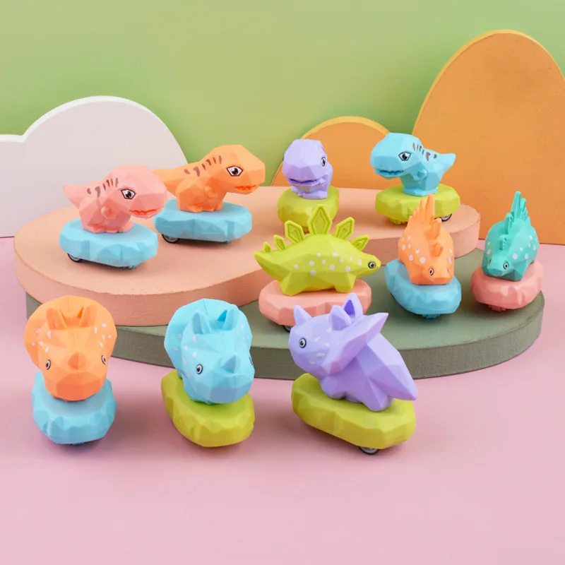 3Pcs Cartoon Dinosaur Car Toys Cute Mini Animal Pull Back Car Boys and Girls Baby Kindergarten Prizes Kids Toys Birthday Gift