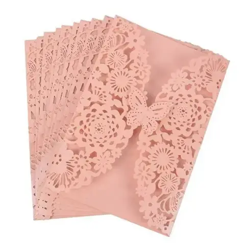 10pcs/pack Butterfly 3D Invitation Card Flower Wedding Cards Debut Invitations Birthday Laser Cut Party Cards 5x7in 5R Size