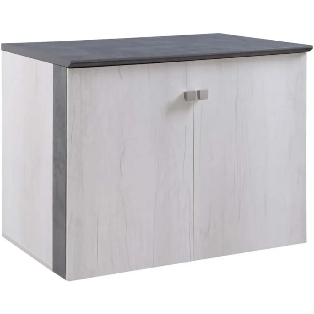 Allure Gabinetes de almacenamiento de altura de escritorio de 36 x 24 pulgadas, 2 puertas de madera, grado comercial, teñido, arañazos, resistente al calor, dos tonos superiores |