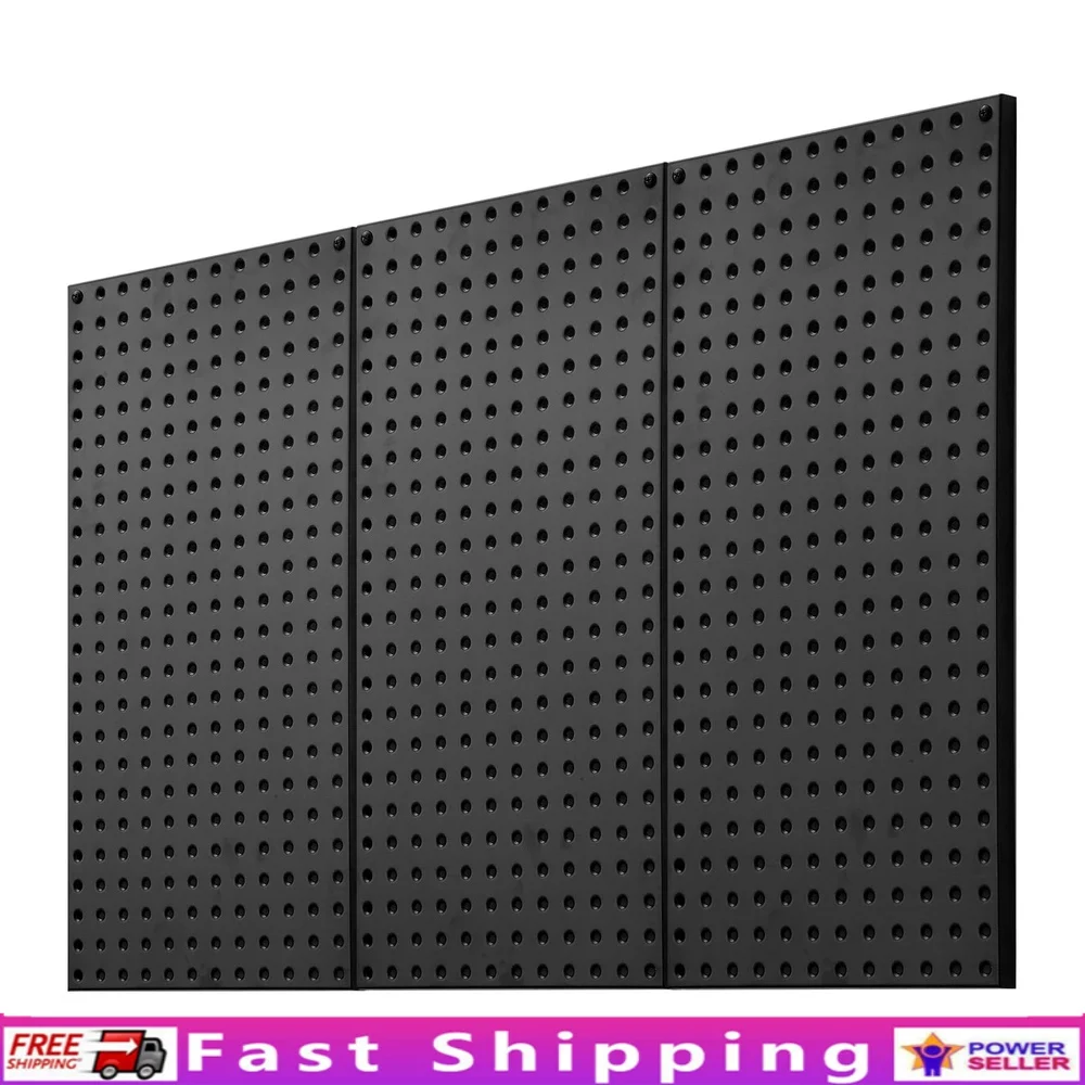 

Metal Pegboard Wall Panels Set of 3 Heavy Duty Steel Tool Organizer Ideal Garage Workshop Storage Easy Installation