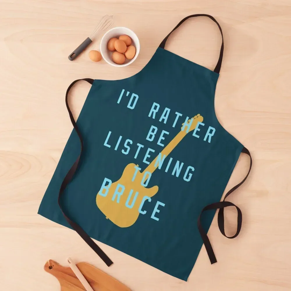 

I_d Rather Be Listening to BruceFitted Scoop Apron with personal logo Kitchen Kawaii Accessories Apron