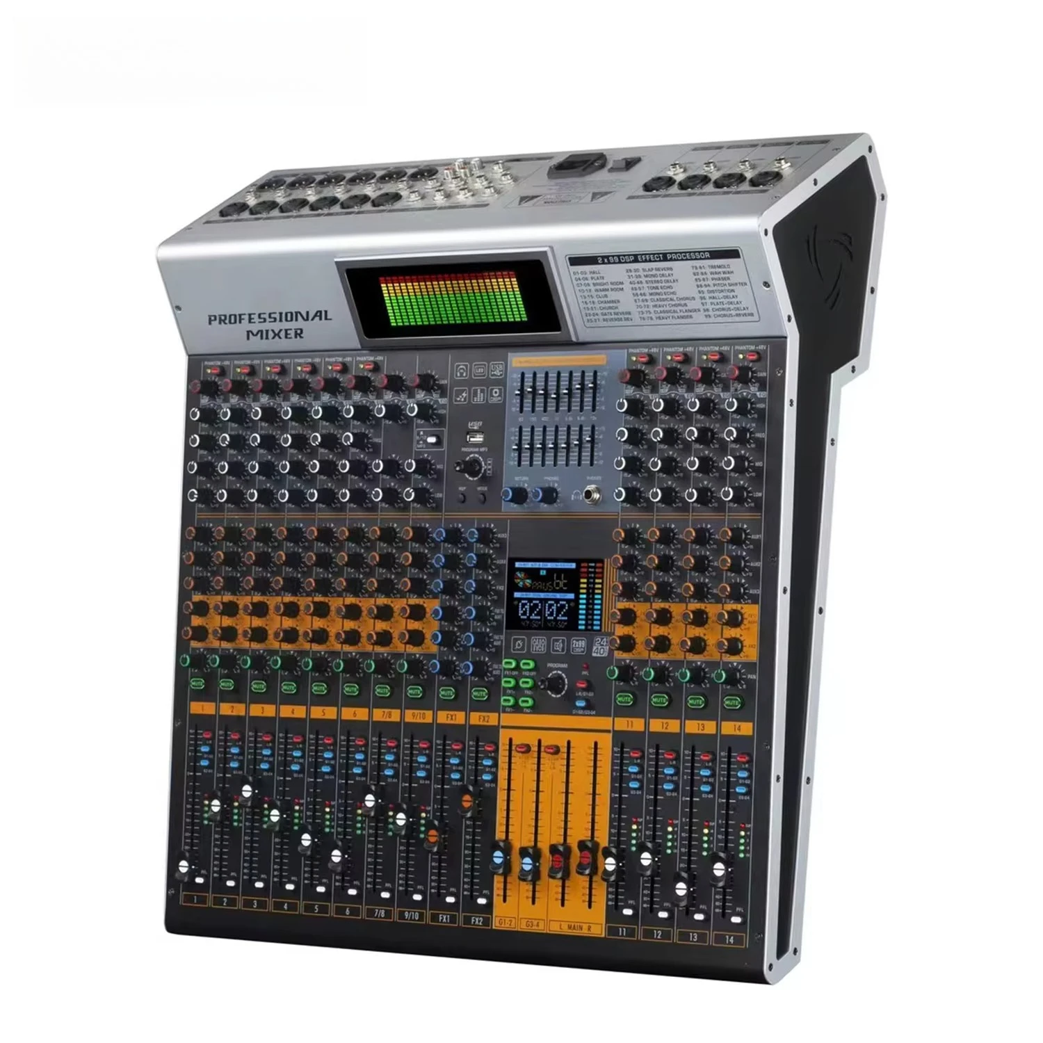 GAX-KV14 Dual Effectors 99DSP Mixing Console 3AUX Audio Signal Display Professional Mixer for Stage Performance Studio Recording