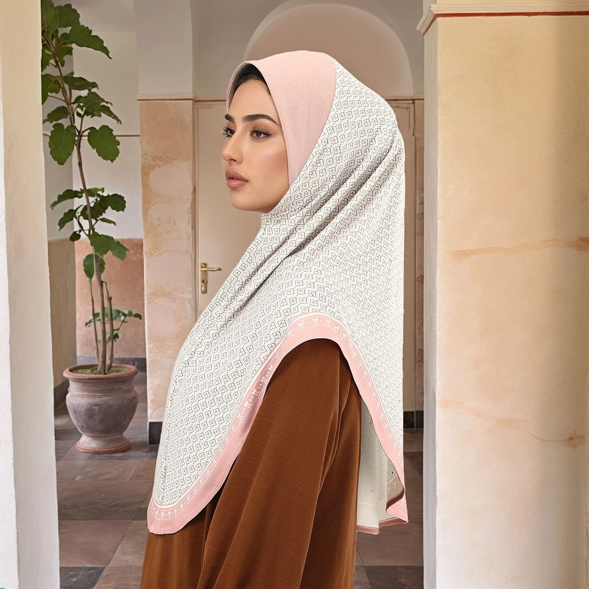 Fashion Shiny Diamond Instant Hijab Full Cover Head Women Soft Chiffon Amira Scarf Islam Female Ramadan Headscarf Printed Turban