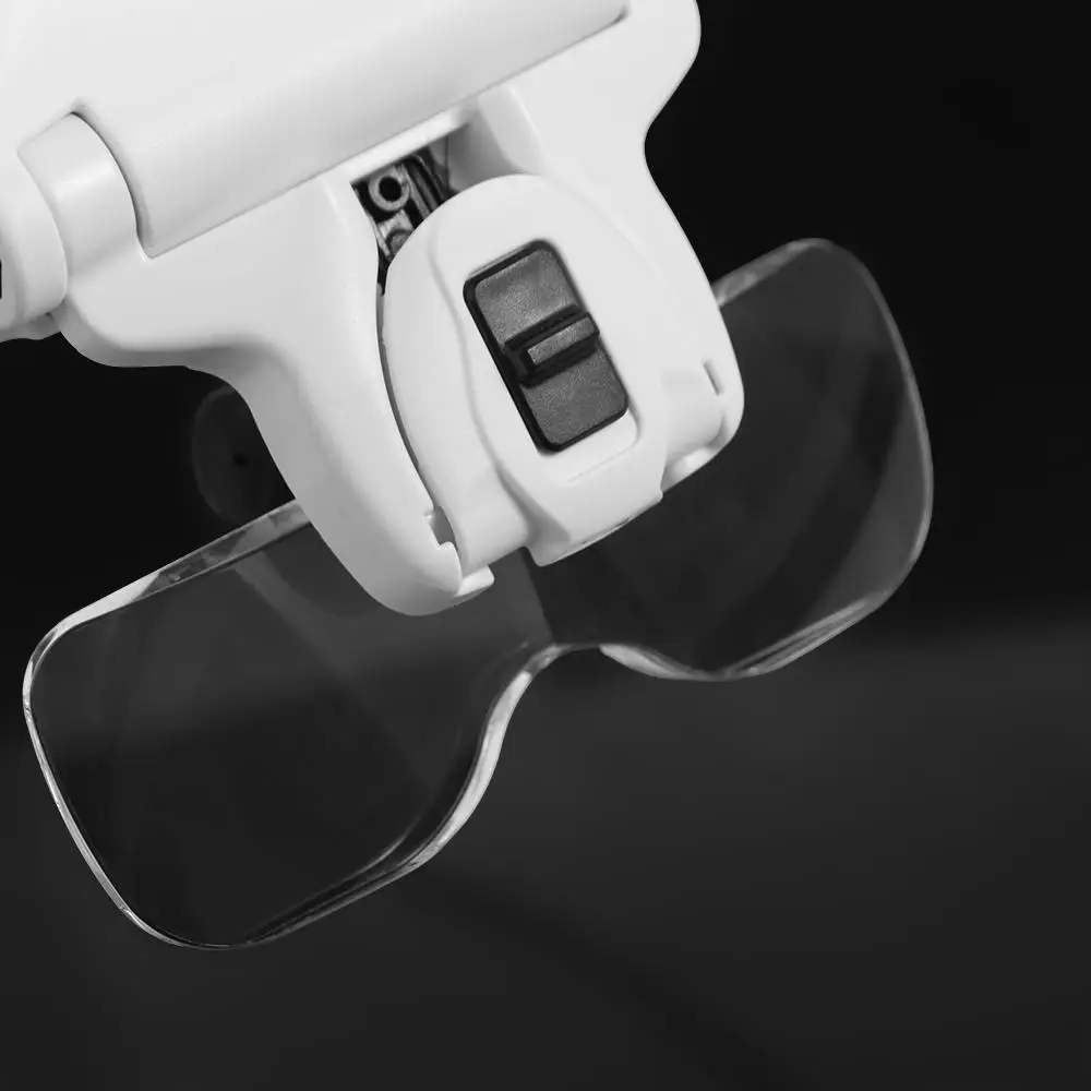 Lupa de diadema con luz LED ajustable, gafas profesionales para cejas, tatuaje, faro para Injerto de pestañas, múltiples lentes