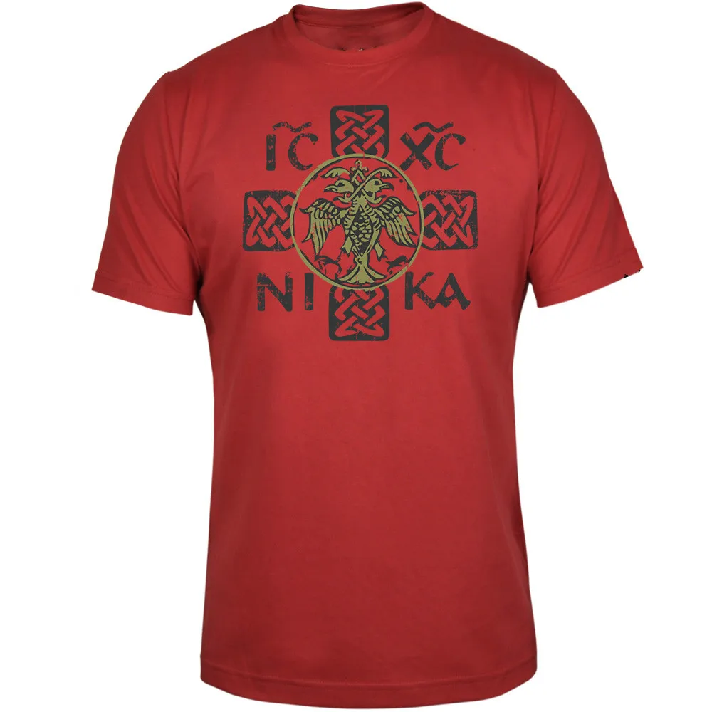 Serbia Nemanjić Dynasty Eagle Emblem ICXC NIKA Cross Printed T-Shirt. Summer Cotton Short Sleeve O-Neck Mens T Shirt New S-3XL