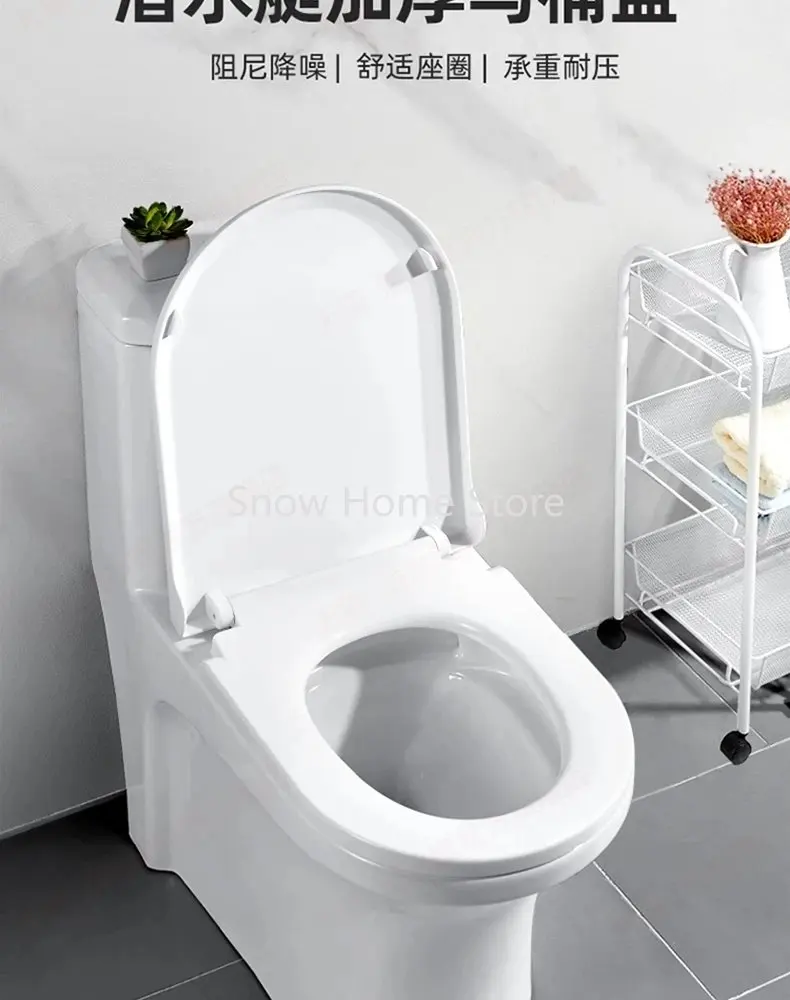 PP Universal Slow-Close Toilet Seat Lid Cover Set Thicken Replacement Antibacterial Square Round O/V Type Seats