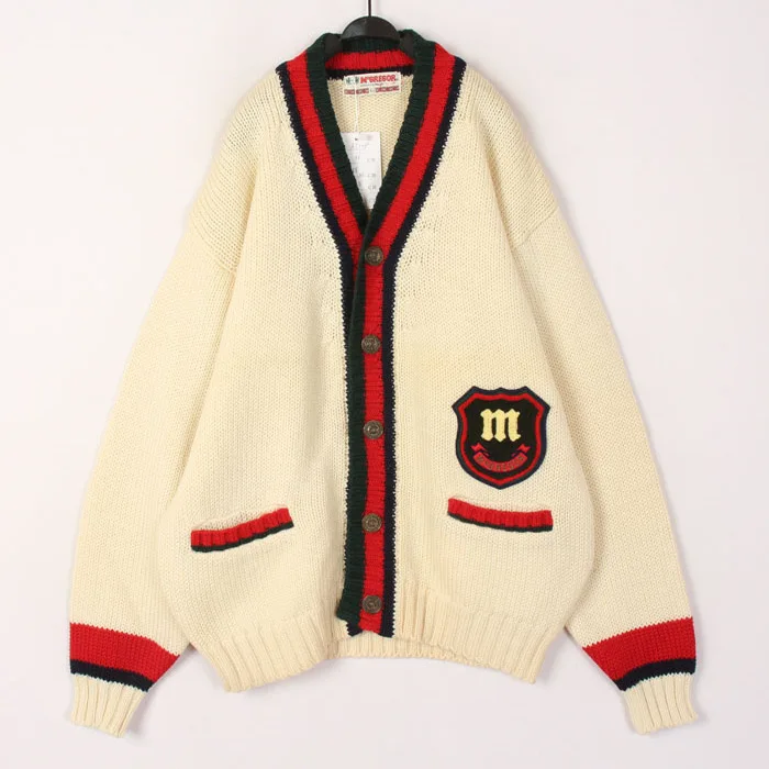 

Vintage Loose Fit Unisex Harajuku Style Open Cardigan Sweater Warm Woolen Long Sleeve V-Neck Knitwear for Autumn Winter