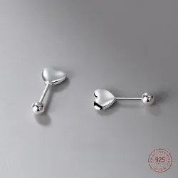 925 Sterling Silver Heart-shaped Stud Earrings Female Unique Star Earrings Pierced Retro Creative Ears Jewelry