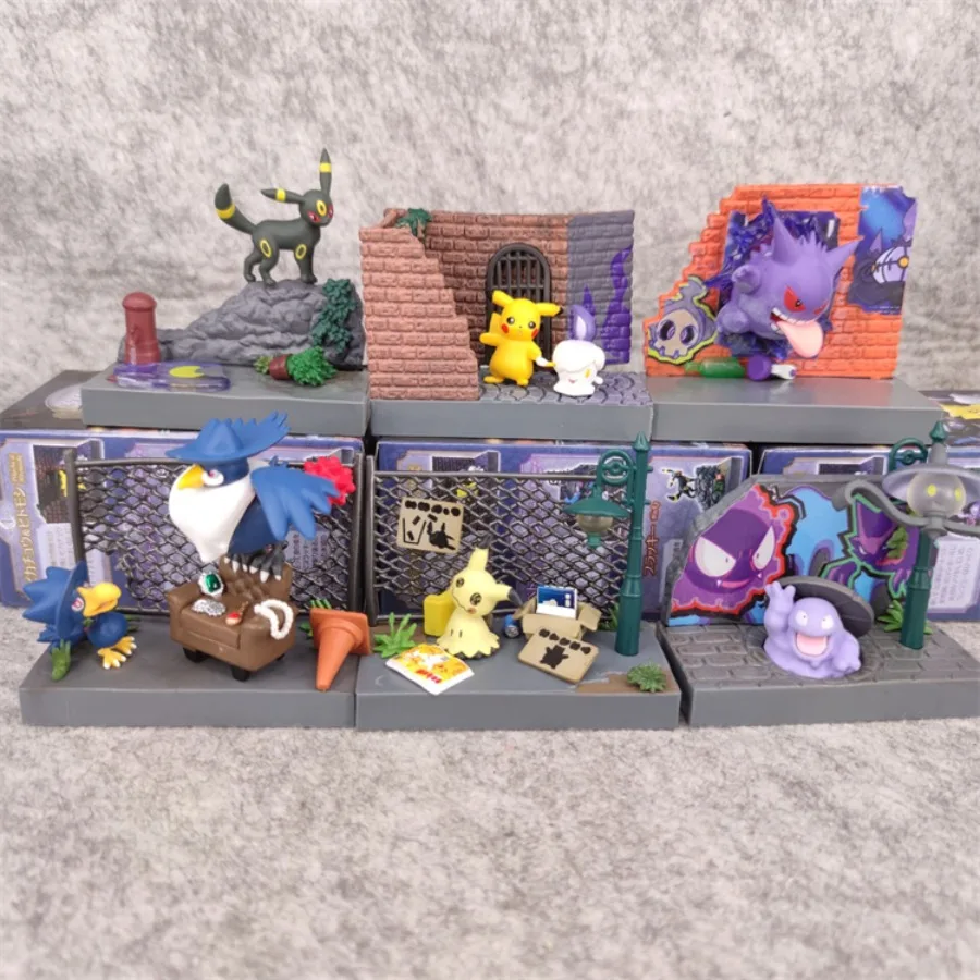 

Genuine Rement Pokemon Dark Town Series Pikachu Arbok Gengar Butterfree Pidgey Blind Box Birthday Gift Desktop Decor Trendy Toys