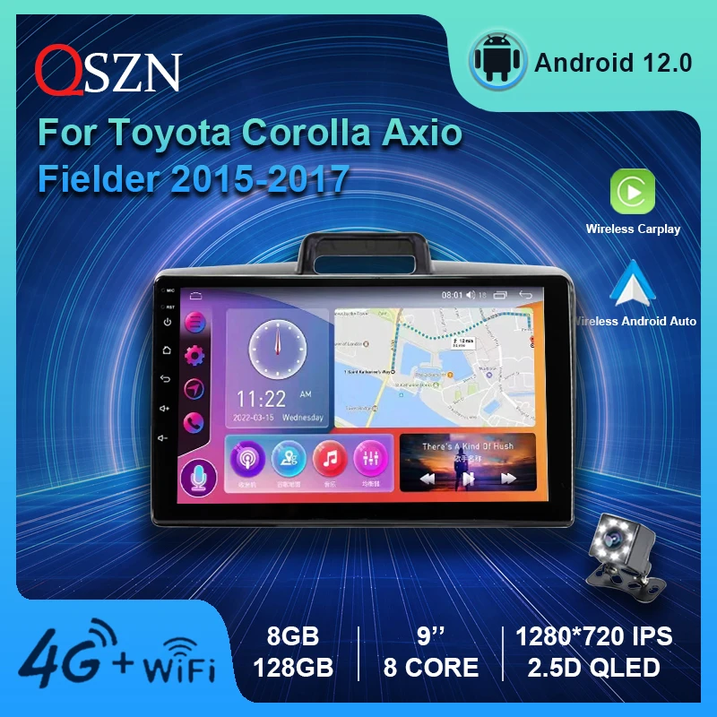 

QSZN 2K QLED Android 12 Car Radio For Toyota Corolla Axio Fielder 2015 -2017 Multimedia Video Player GPS Carplay Auto Navigation