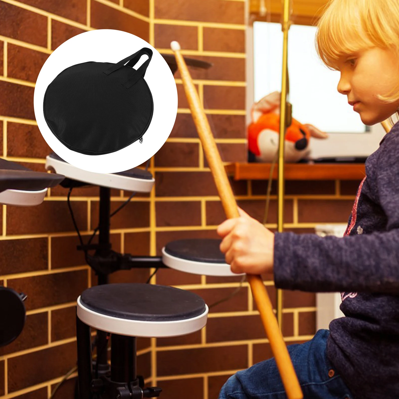 

Dumb Drum Pad Bag Cover Equipment Portable Cloth for Backpack Black Pouch Carrying Case