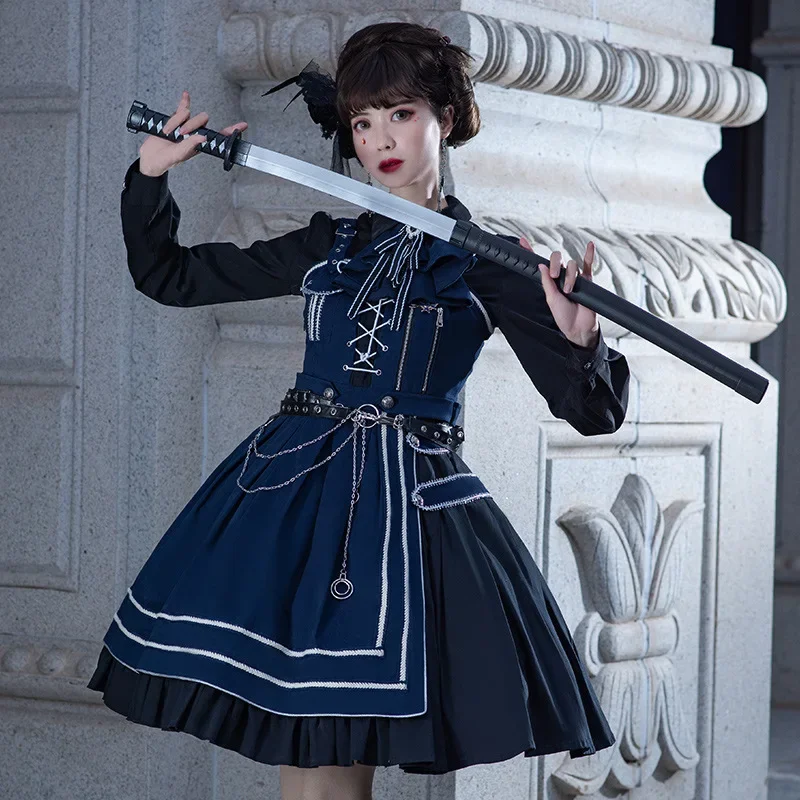 Design originale Nuovo prodotto Abito Lolita in stile militare per donna Mantello militare solido JSK per Lolita gotica autunnale e invernale