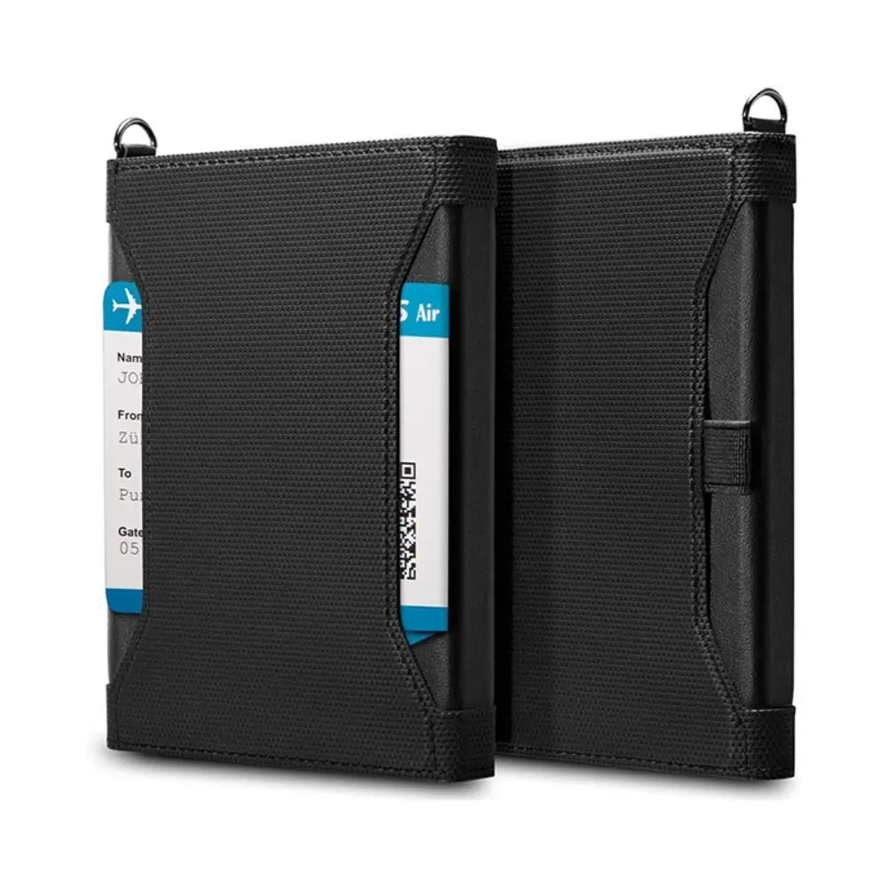 New Solid Color Passport Holder Leather RFID Blocking Travel Card Bag Protector Ticket Slot Clip Protective Cover