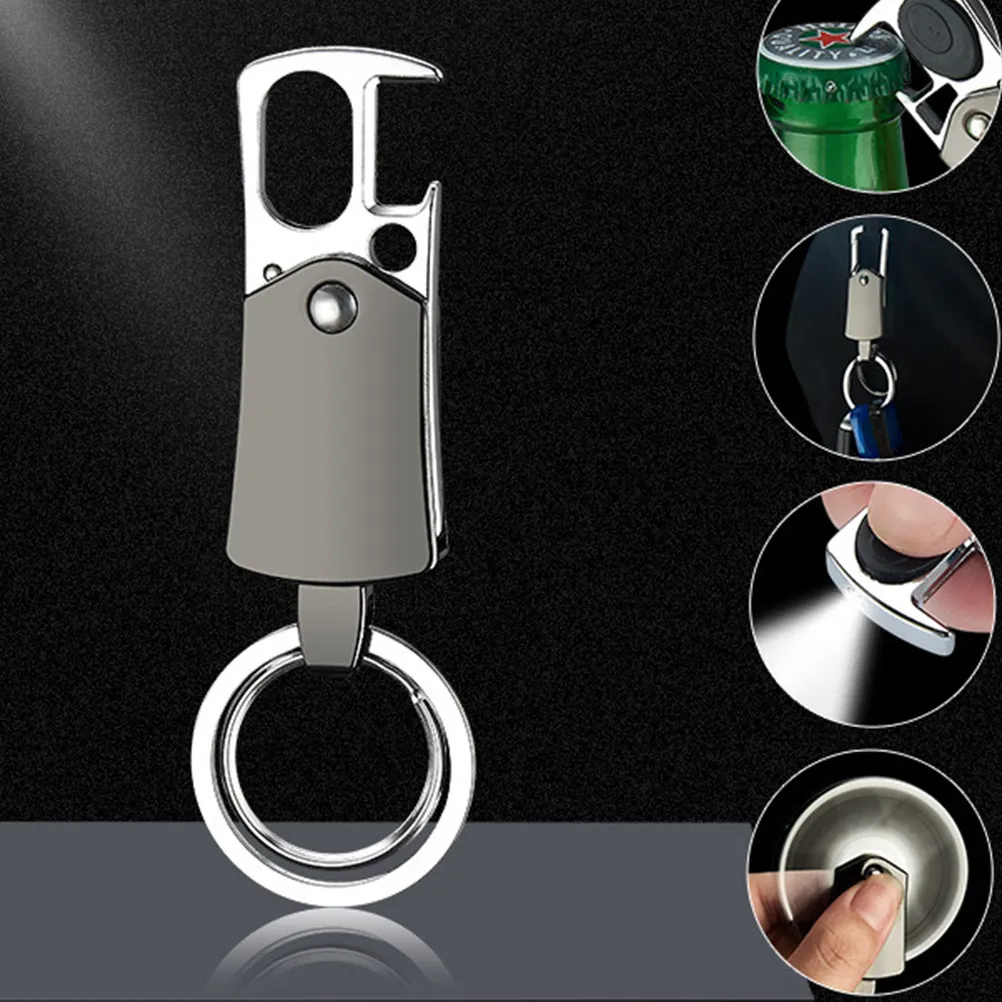 Premium Metal Key Ring Keychain Bottle Opener LED Light Function Rotating Anxiety Relief Compact Lightweight Key Pendant