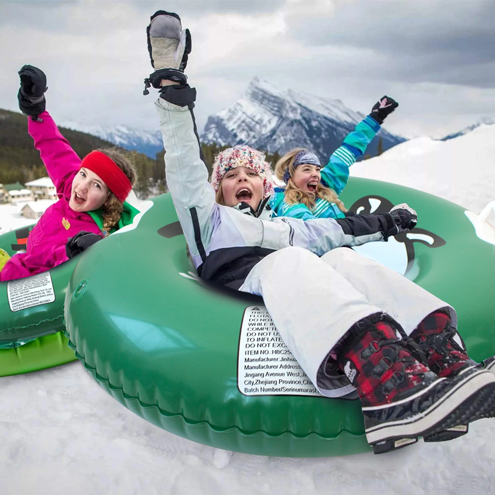 

Winter PVC Thickened Ski Ring with Handles Inflatable Ski Board Leakproof Snow Sledding Tool for Outdoor Winter Family Activity