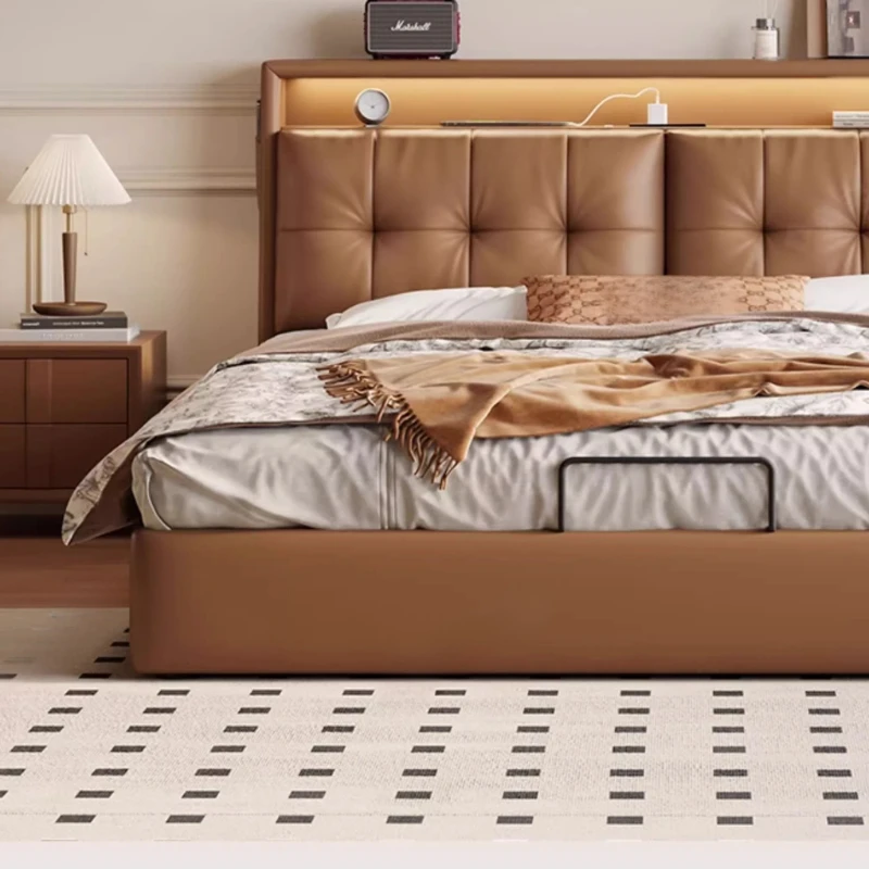 เตียงนวดอเนกประสงค์อัจฉริยะ โครงเตียงควีนไซส์/ดับเบิ้ล ดีไซน์ยุโรปสมัยใหม่ พร้อมที่เก็บของ หนังคุณภาพสูง ปลอดภัย ดีไซน์โดดเด่น เฟอร์นิเจอร์สุดพิเศษ