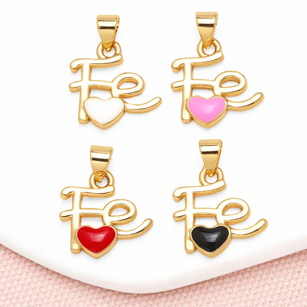 OCESRIO Trendy Multicolor Enamel Heart FE Charms for Bracelet Copper Gold Plated CZ Handmade Jewelry Making Supplies chma298