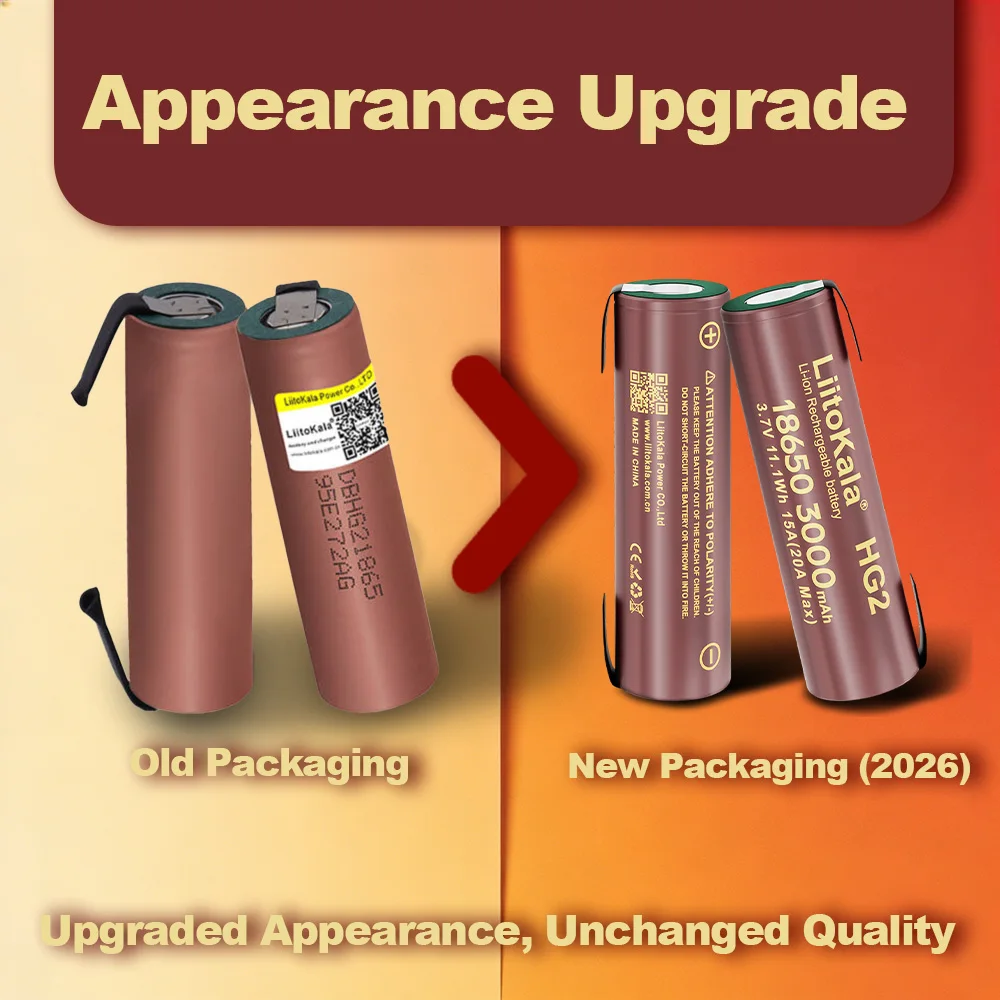 Liitokala 18650 Rechargeable Battery 3000mAh 18650 HG2 3.6V Discharge 20A Dedicated Power +DIY Nickel