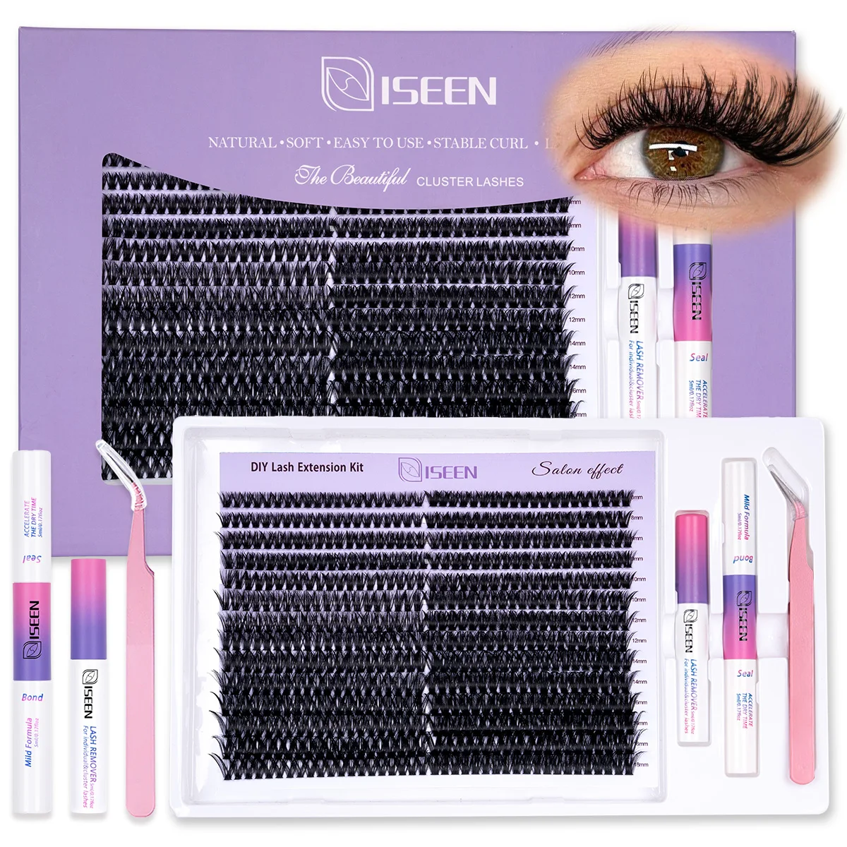 Eyelash Clusters Kit Large Capacity Wispy Lashes