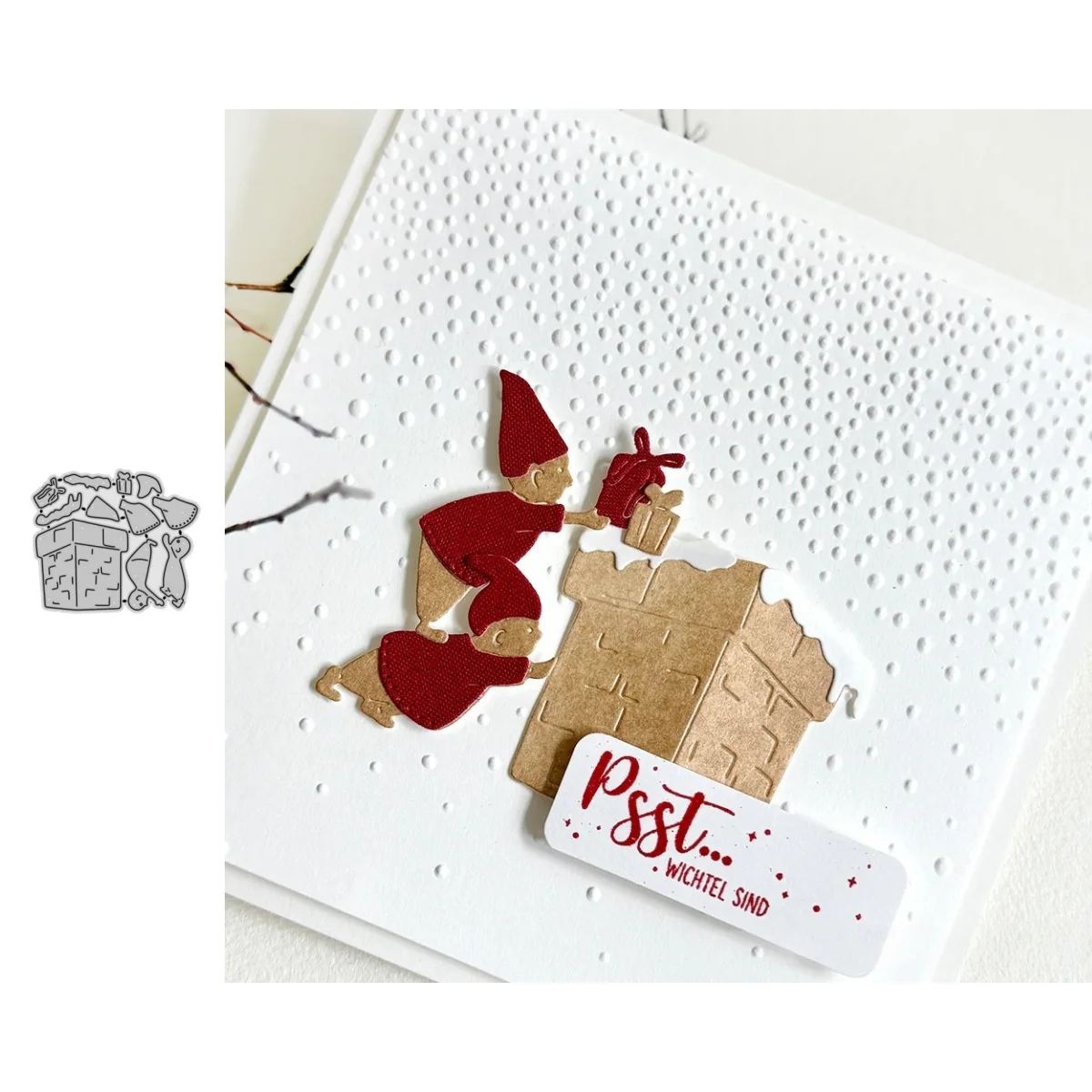 2025, neue Ankunft, kleiner Zwerg, Kamin, Metall-Stanzformen für DIY Scrapbooking, Kartenherstellung, Schablonen, Prägung, Handwerk, Dekoration