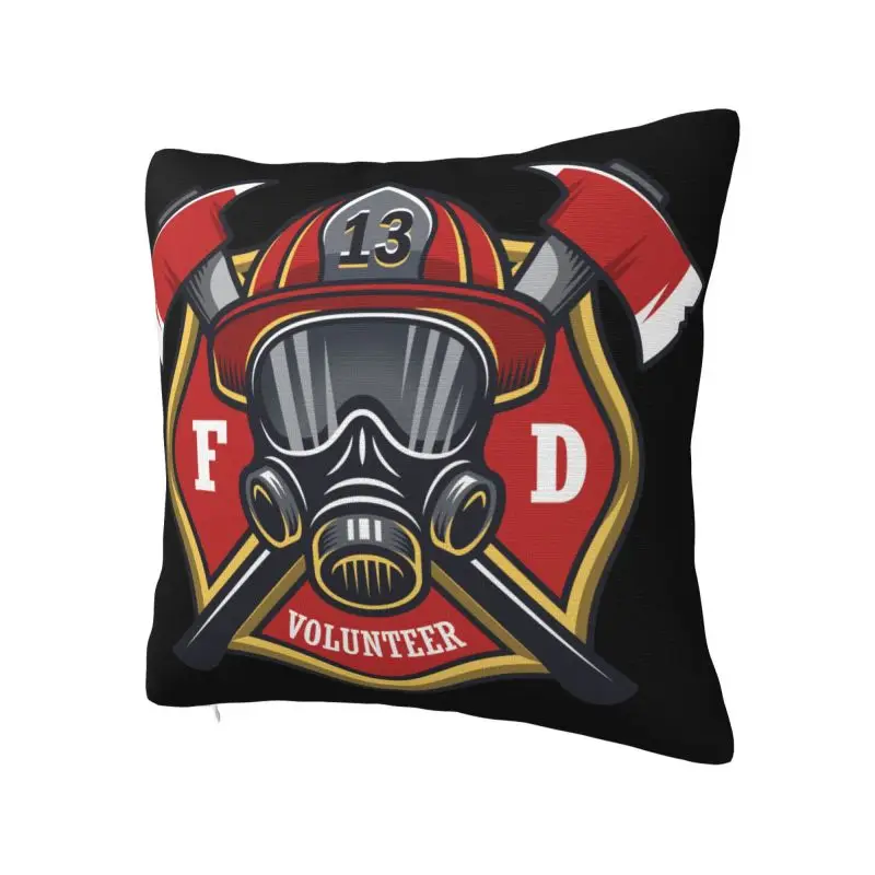 Luxury Firefighter Skull Cushion Cover 45x45cm Velvet Fireman Fire Rescue Pillow for Sofa Car Square Pillowcase Decoration