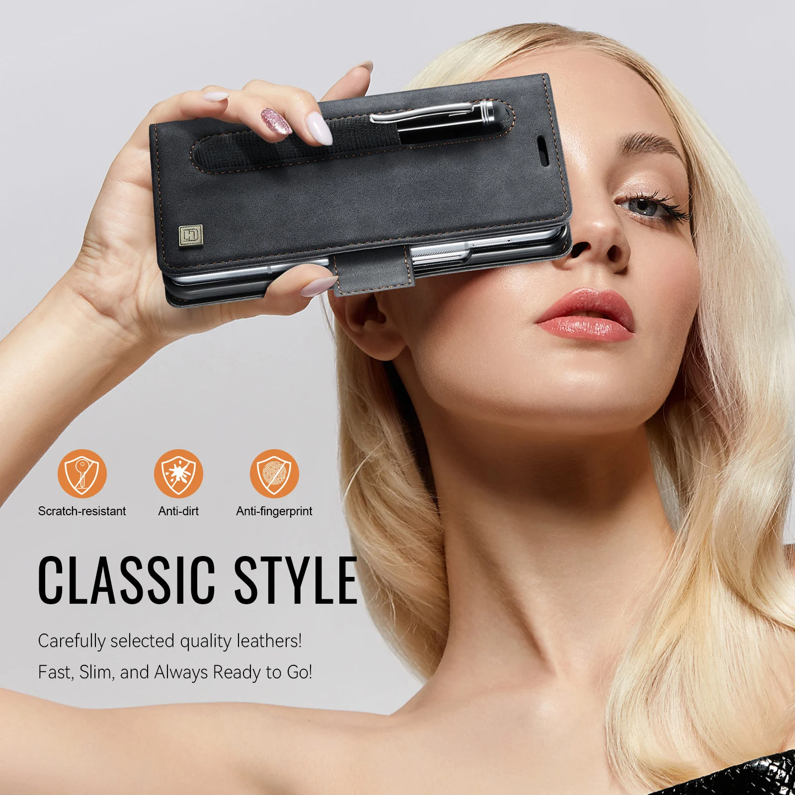 

Для Samsung Galaxy Z FOLD 5/6/7 откидная крышка слот для карт чехол для телефона с RFID-экранировкой блокирующий зажим для денег нейтральный дизайн