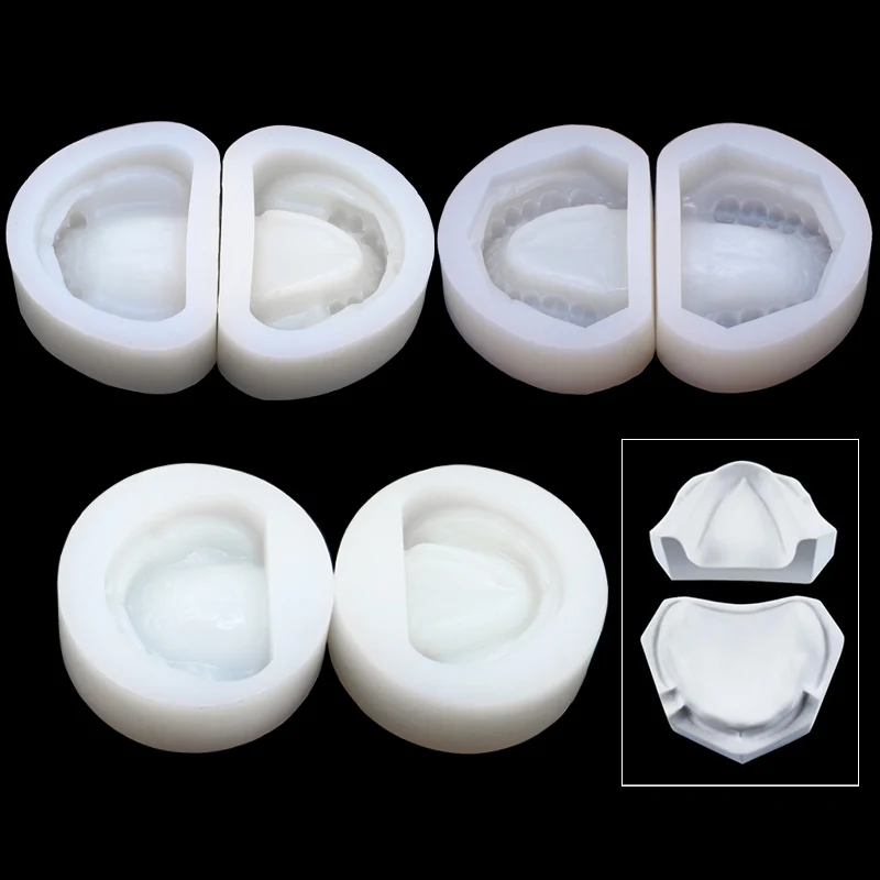 2pcs Silicone Dental Plaster Model Mold Standard Edentulous Jaw Complete Cavity Block Full Teeth Half Teeth Dentistry Lab Materi