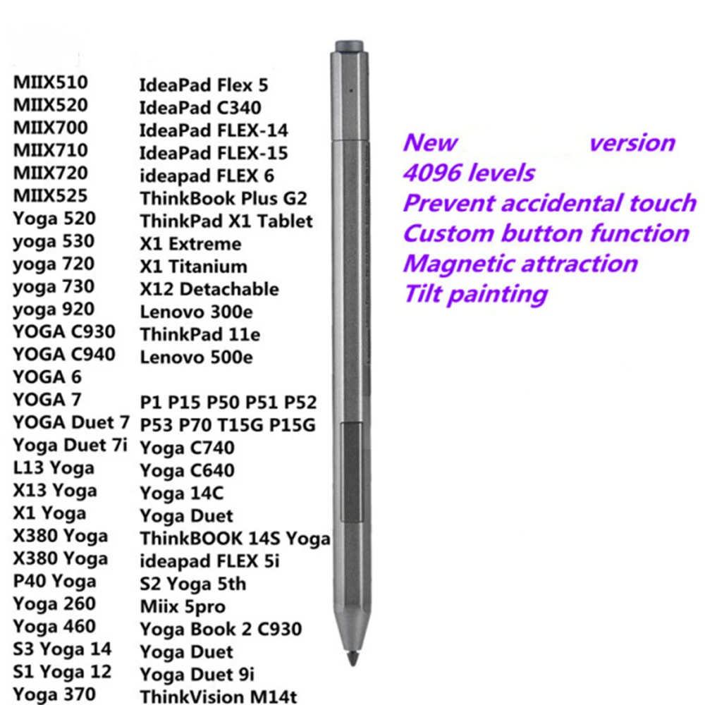 Imagem -02 - Dois-em-um Caneta Stylus para Lenovo Ioga 520 530 720 C730 C740 920 C930 C940 14c C640 370 460 Laptop