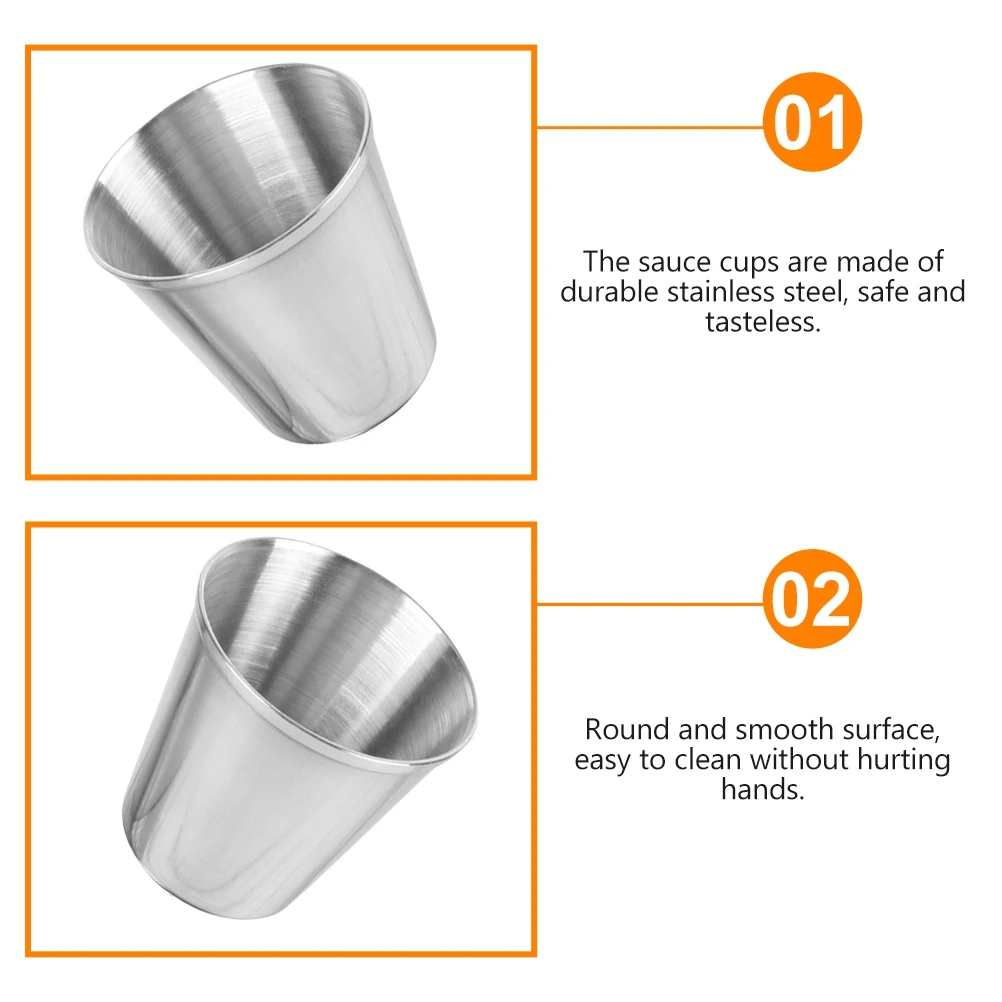 

5 Pcs Stainless Steel Water Cup Sauce Cups Reusable Small Dipping Bowl Condiment
