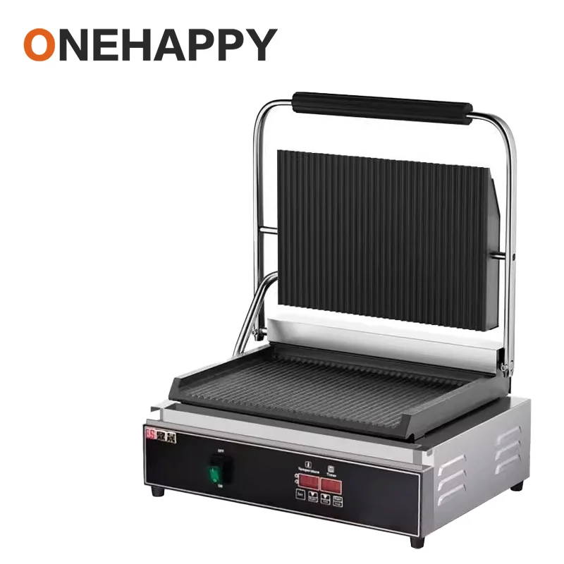 Panini Press with Dual Heating Plates - Commercial Grill for Steak, Sandwiches, and Pancakes