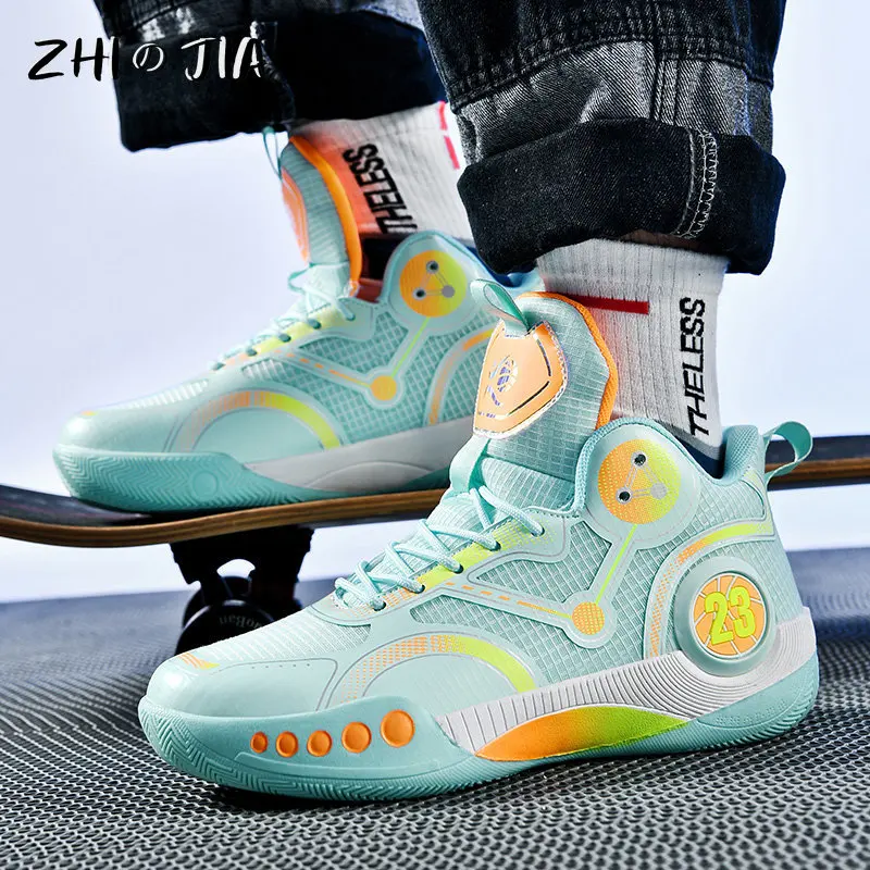 2025 New High Top Men's Trendy Sports Shoes Outdoor Anti Slip Durable Training Basketball Sneaker Youth Mesh Breathable Footwear