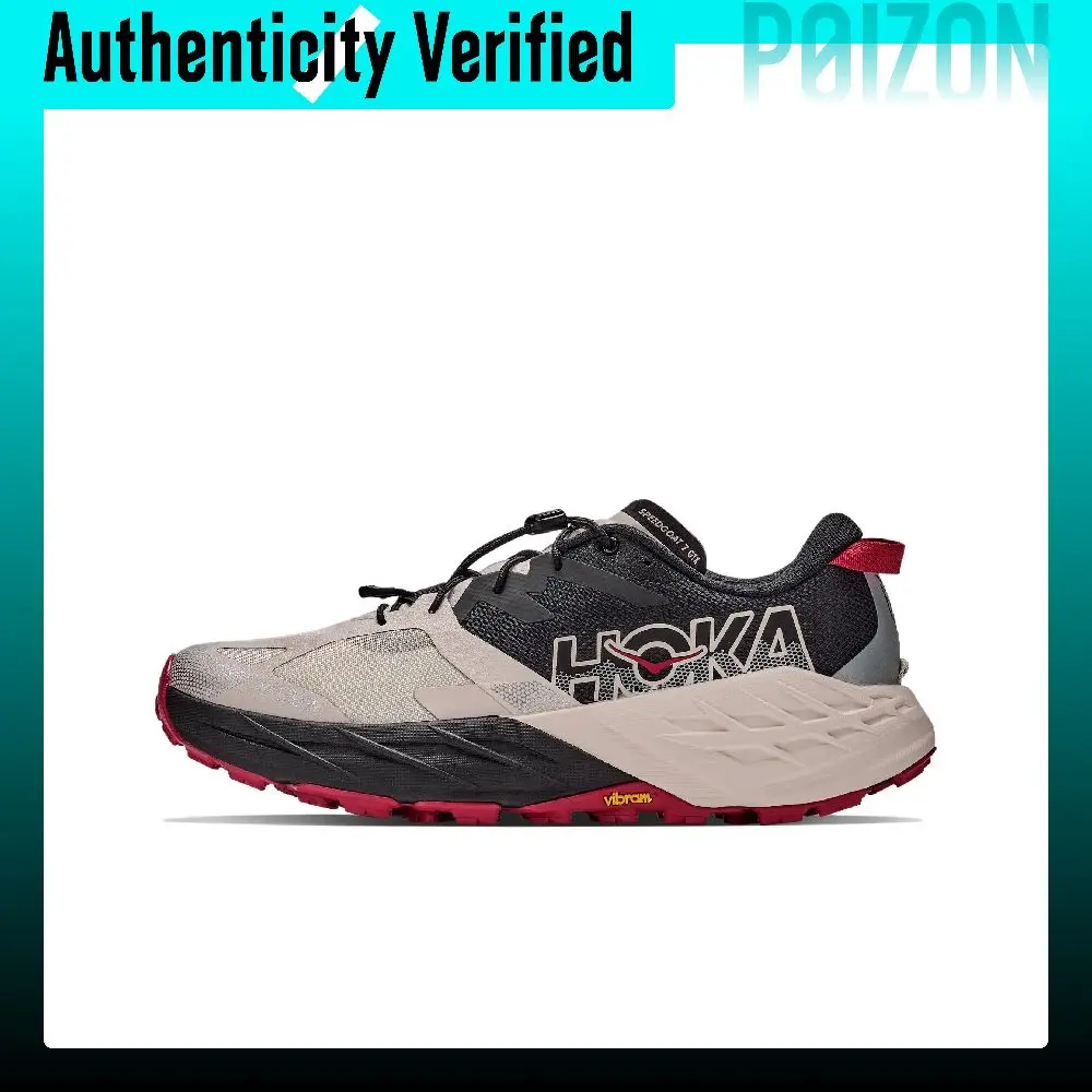 HOKA ONE ONE SPEEDGOAT 7 Trail Running Shoes Men's Low-top Black/River Stone Gray 1176674-BKRV