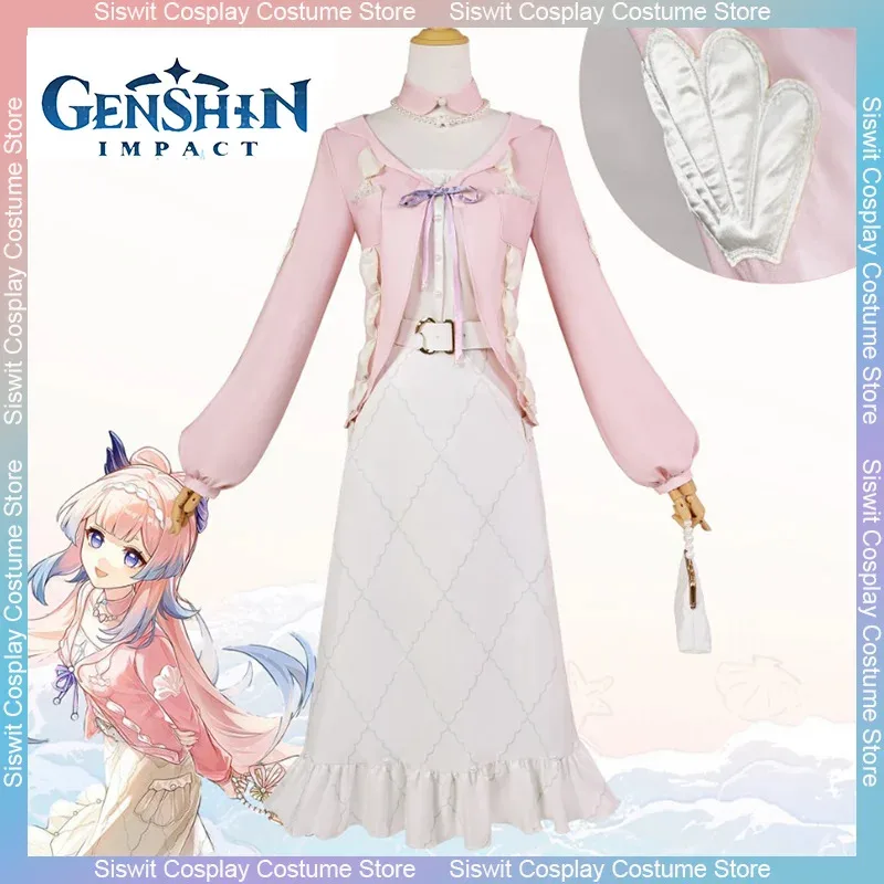 

Game Genshin Impact Sangonomiya Kokomi Cosplay Costume Pink Daily Uniforms Women Girl Sweet Dress Anime Carnival Party Outfits