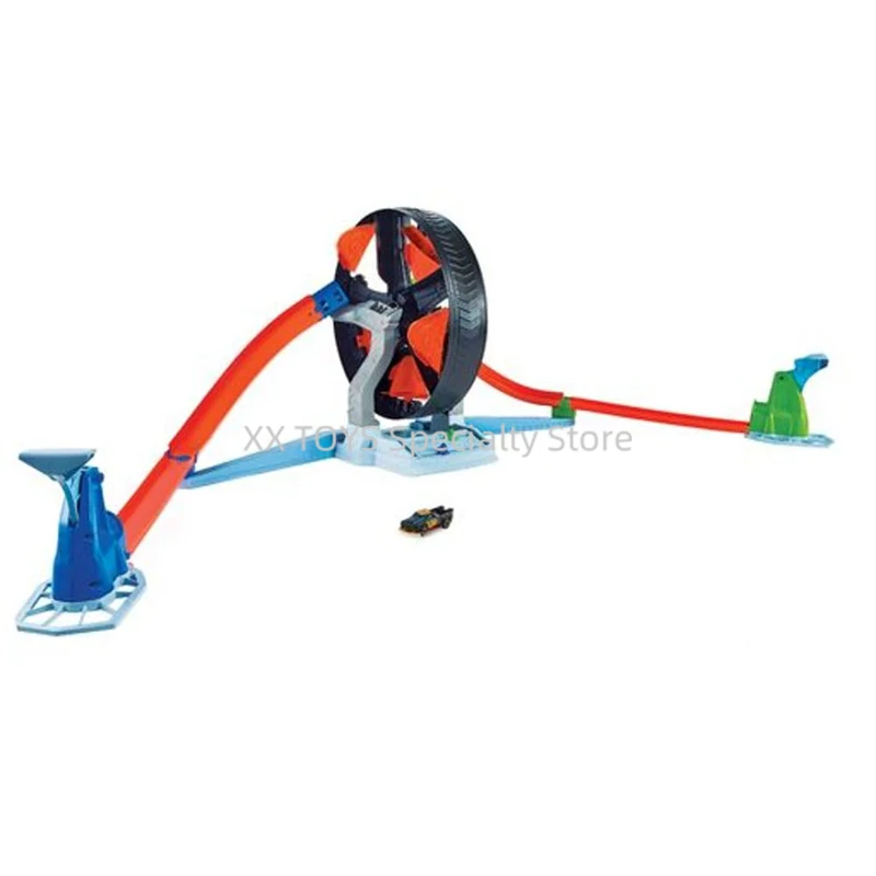 Hot Wheels Action Spinwheel Challenge Spielset mit Track Launchers Schwungrad gegen Track Set Kinder Geburtstag Geschenkset gjm77