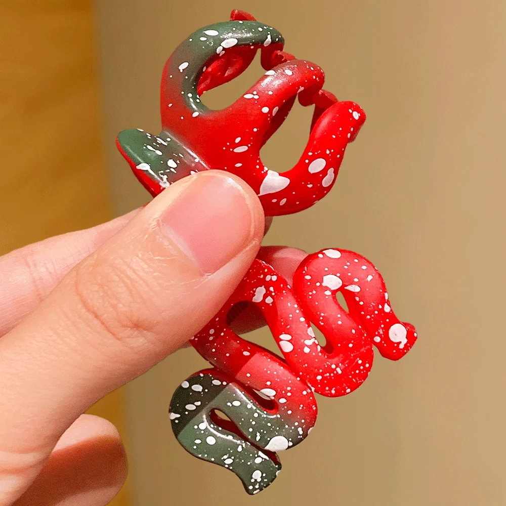 مجموعة مخلب شعر مكونة من 9 قطع: ندفة الثلج المتدرجة باللون الأحمر/الأبيض/الأخضر ومطبوعات الأزهار - إكسسوارات حفلات أعياد الميلاد، دعائم الصور وG #4