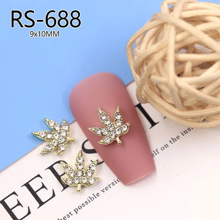 

10PCS Nail Art Supplies French Alloy Jewelry Gold Sliver Maple Leaf Rabbit Head Tassel Pearl DIY Luxury Decoration Charms