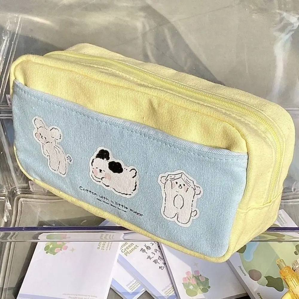 Cute Puppy Print Zipper Pencil Bag Multi-function Large-capacity Stationery Case Storage Bag Student School Supplies