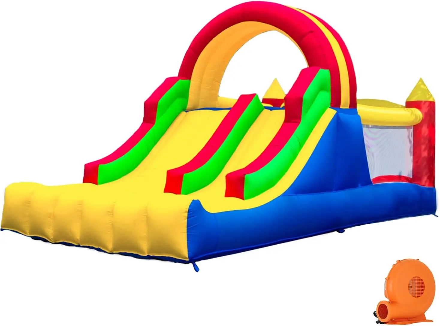 HuaKastro 16x7.2FT Inflatable Bounce House with 2 Racing Slides & Large Climbing Wall, 3 in 1 Kids Inflatable Trampoline Rainbow