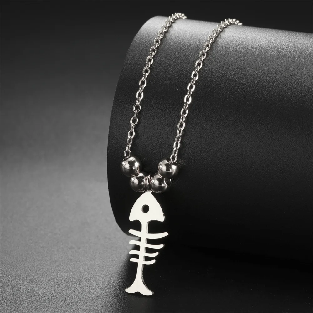 My Shape Katzen-und Fischgräten Anhänger Halsketten für Frauen Mädchen Kätzchen Tiere Charms Halskette Halsreif Edelstahl Schmuck – Detail 31